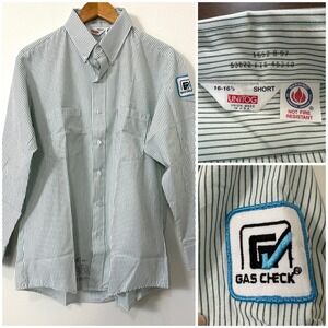 VTG UnitoG Gas Check Work Shirt 16 16.5 Short Striped Union Made USA Workwear